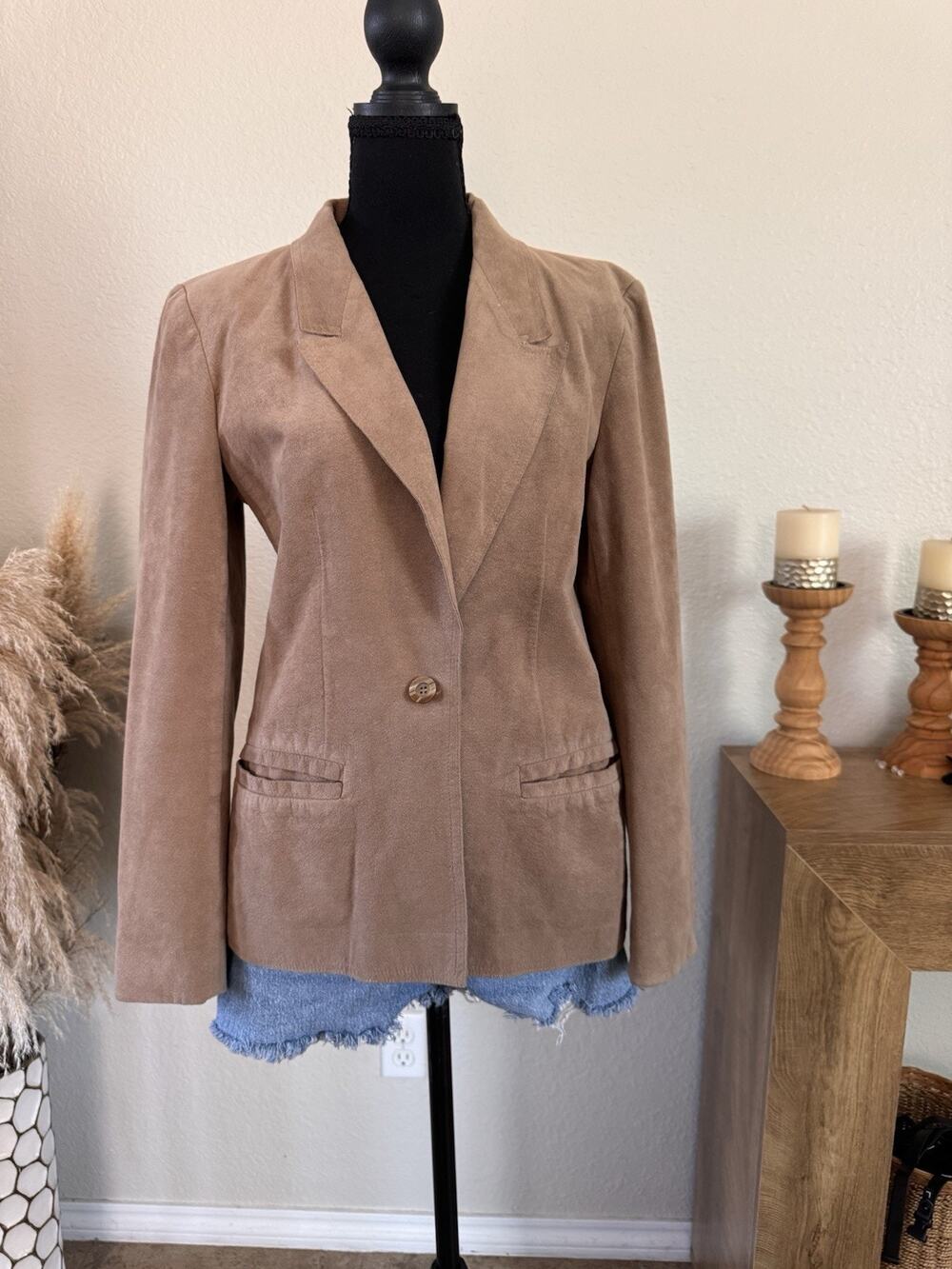 Vintage 70s Count Romi Ultrasuede Blazer Jacket Taupe Tan USA Made ILGWU S M
